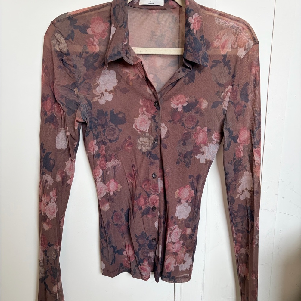 Wilfred Floral Button-Down Shirt - Pink and Brown